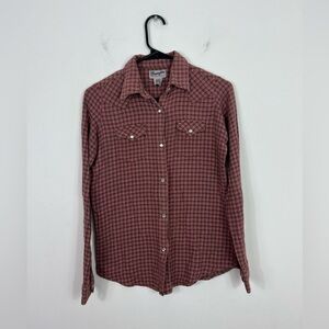 Wrangler Wrancher Plaid Button Down Shirt Sz S
